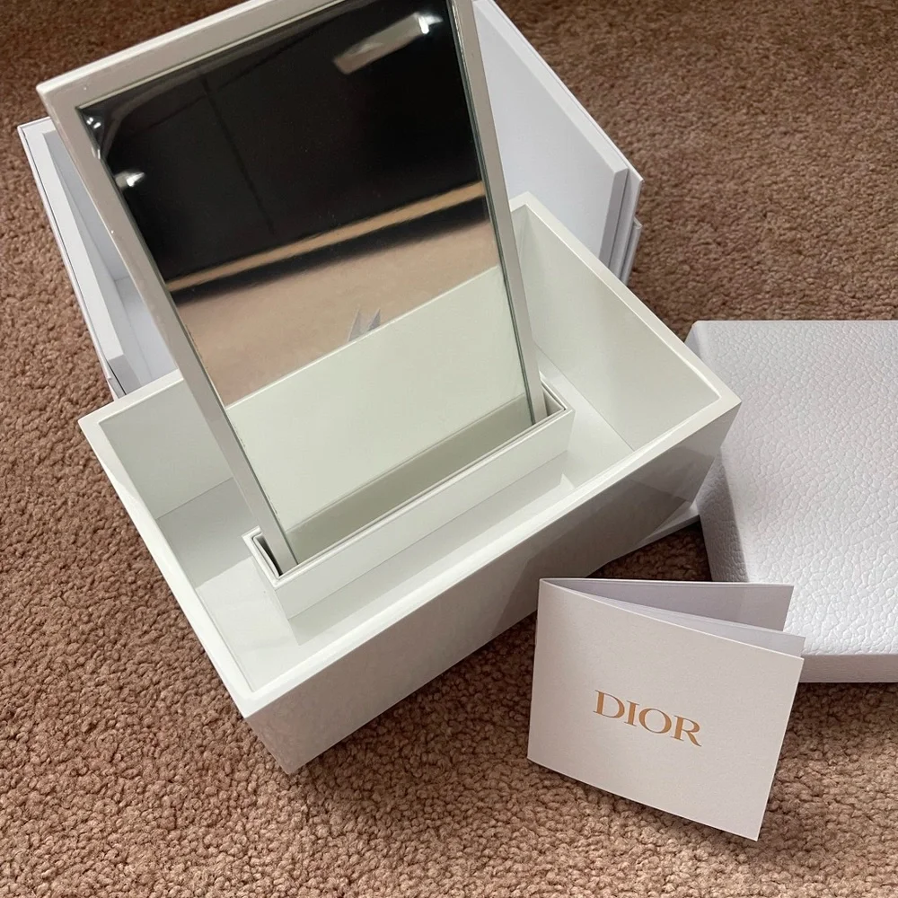 Dior White Acrylic Mirror and Accessory Case